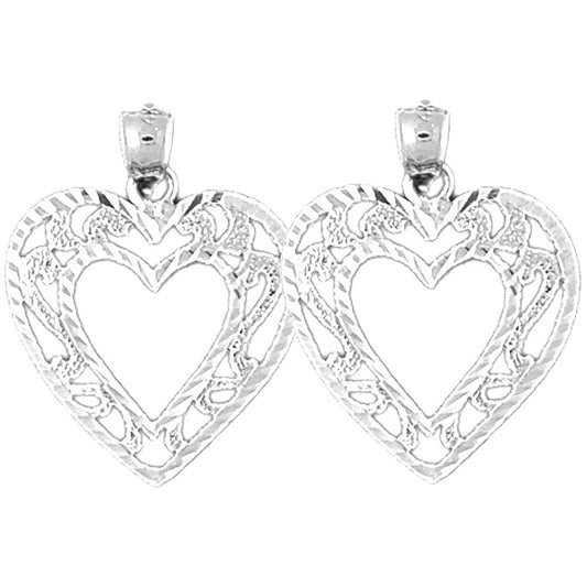 Sterling Silver 25mm Heart Earrings