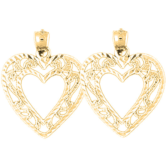 14K or 18K Gold 25mm Heart Earrings