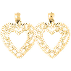 Yellow Gold-plated Silver 25mm Heart Earrings