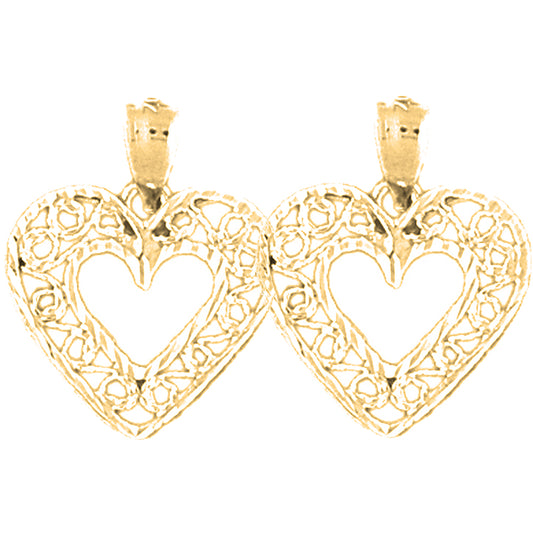 14K or 18K Gold 21mm Heart Earrings