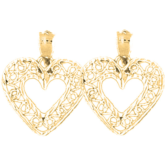 Yellow Gold-plated Silver 21mm Heart Earrings