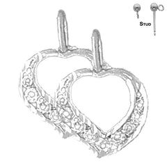 Sterling Silver 19mm Heart Earrings (White or Yellow Gold Plated)