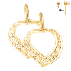 Sterling Silver 19mm Heart Earrings (White or Yellow Gold Plated)