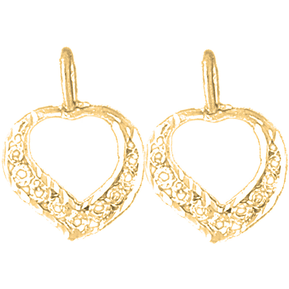 Yellow Gold-plated Silver 19mm Heart Earrings