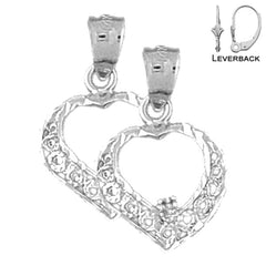 Sterling Silver 20mm Heart Earrings (White or Yellow Gold Plated)