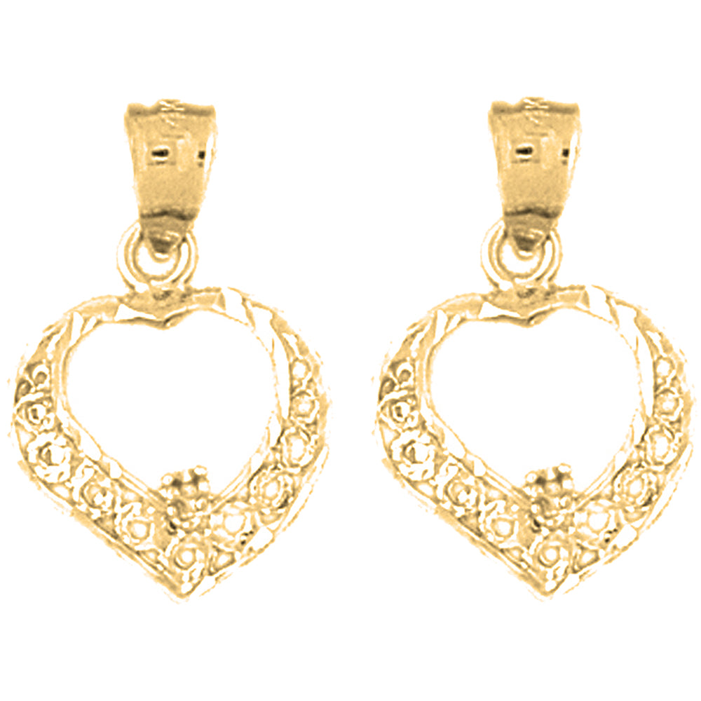 Yellow Gold-plated Silver 20mm Heart Earrings