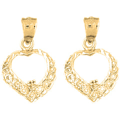 Yellow Gold-plated Silver 20mm Heart Earrings