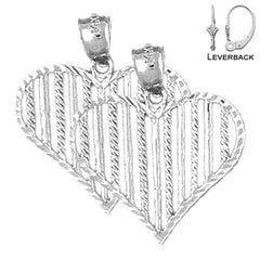 Sterling Silver 23mm Heart Earrings (White or Yellow Gold Plated)