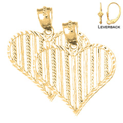 Sterling Silver 23mm Heart Earrings (White or Yellow Gold Plated)