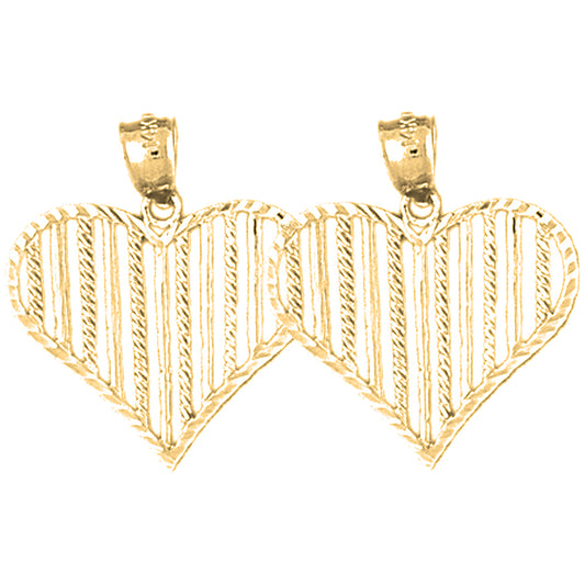 Yellow Gold-plated Silver 23mm Heart Earrings