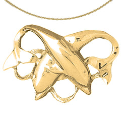 10K, 14K or 18K Gold Dolphins Pendant