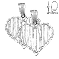 Sterling Silver 22mm Heart Earrings (White or Yellow Gold Plated)