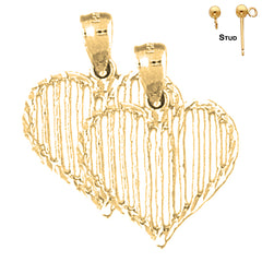 Pendientes de corazón de plata de ley de 22 mm (chapados en oro blanco o amarillo)