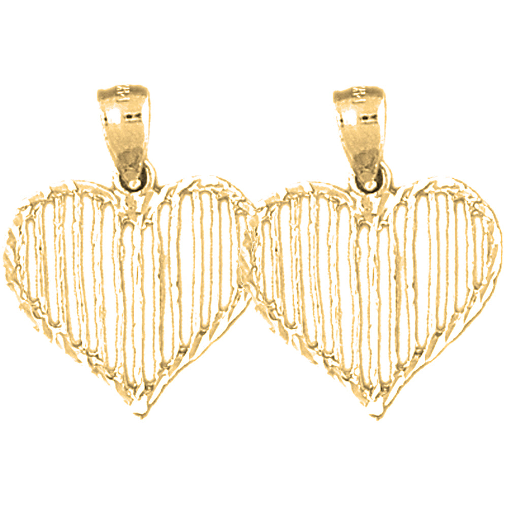 Yellow Gold-plated Silver 22mm Heart Earrings