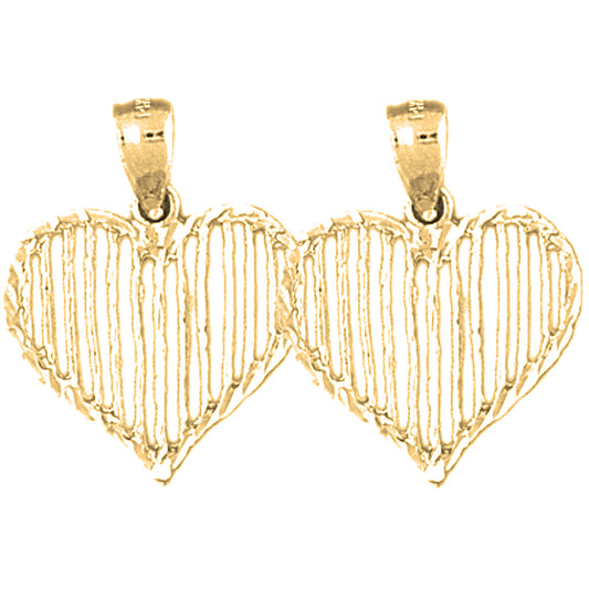 Yellow Gold-plated Silver 22mm Heart Earrings