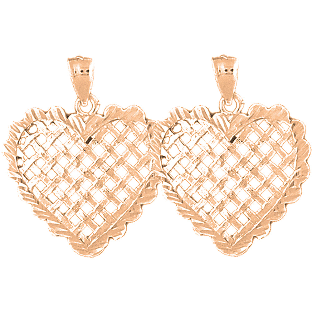 14K or 18K Gold 27mm Heart Earrings