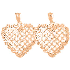 14K or 18K Gold 27mm Heart Earrings