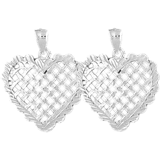 Sterling Silver 27mm Heart Earrings