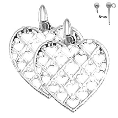 Sterling Silver 18mm Heart Earrings (White or Yellow Gold Plated)