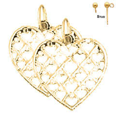 Sterling Silver 18mm Heart Earrings (White or Yellow Gold Plated)