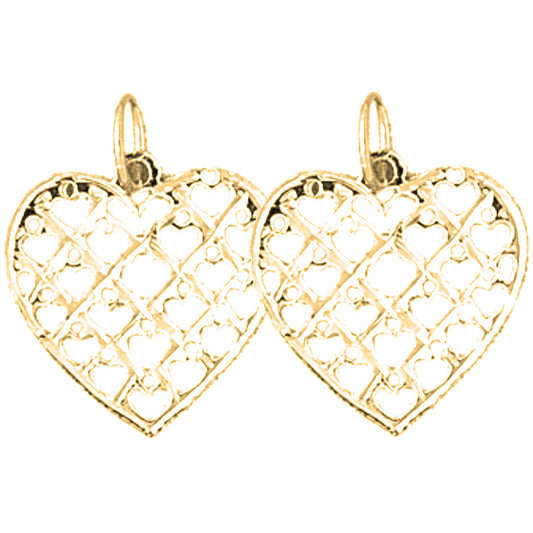 Yellow Gold-plated Silver 18mm Heart Earrings