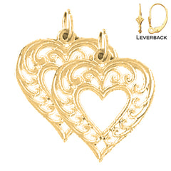 Sterling Silver 20mm Heart Earrings (White or Yellow Gold Plated)