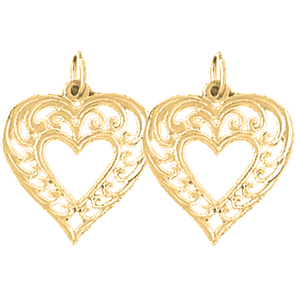 Yellow Gold-plated Silver 20mm Heart Earrings