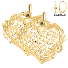 Sterling Silver 17mm Heart Earrings (White or Yellow Gold Plated)