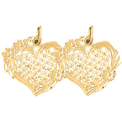 Yellow Gold-plated Silver 17mm Heart Earrings