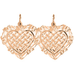 14K or 18K Gold 19mm Heart Earrings