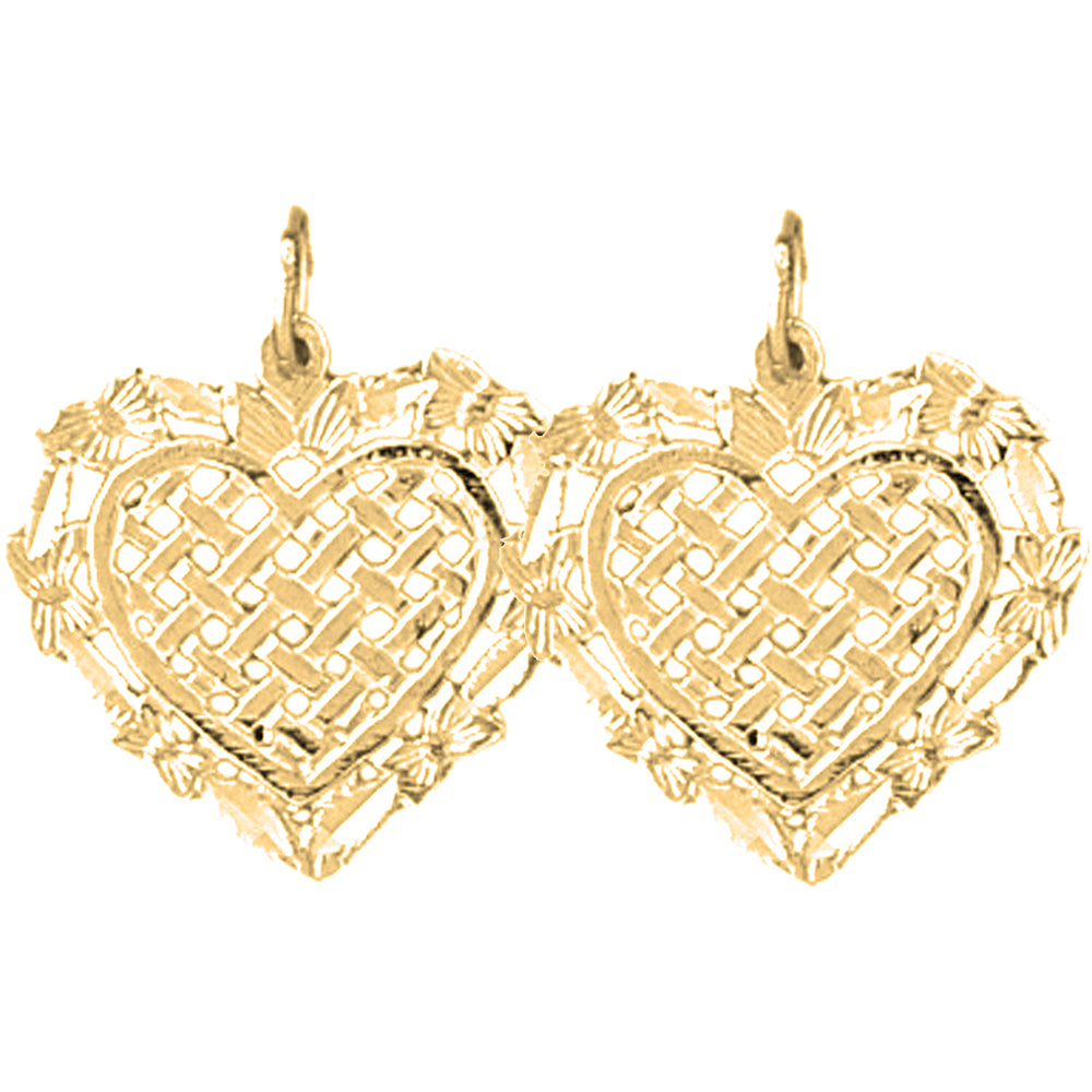 Yellow Gold-plated Silver 19mm Heart Earrings