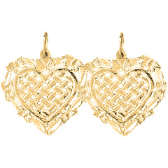 Yellow Gold-plated Silver 19mm Heart Earrings