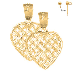 Sterling Silver 17mm Heart Earrings (White or Yellow Gold Plated)