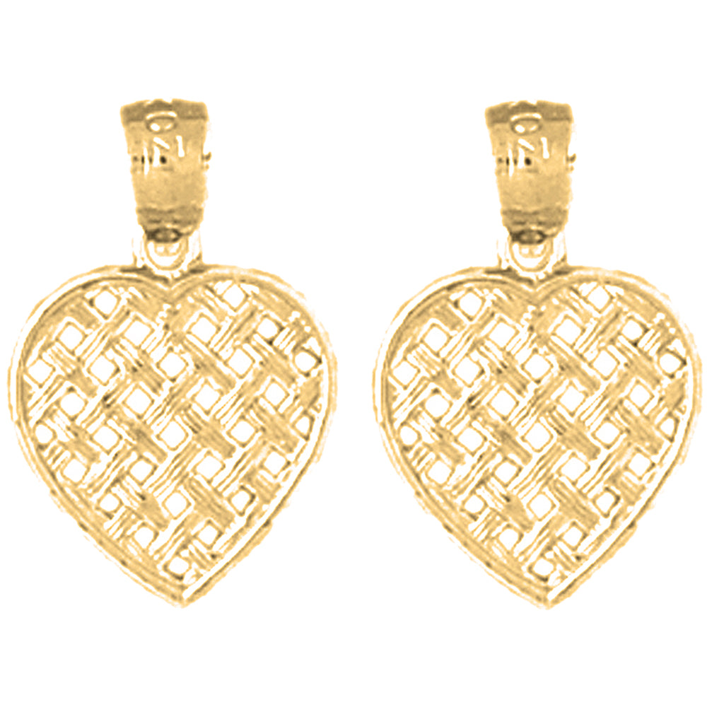 Yellow Gold-plated Silver 17mm Heart Earrings