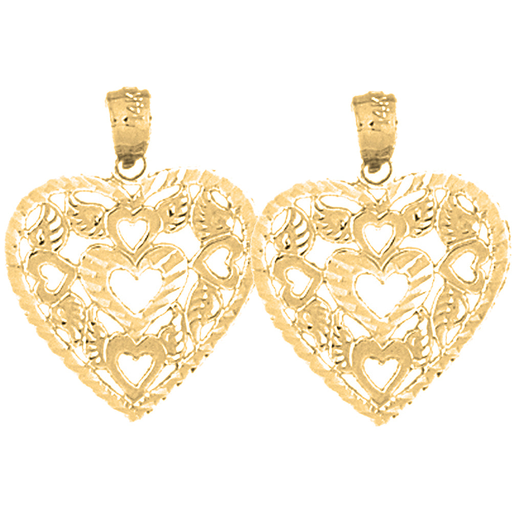 Yellow Gold-plated Silver 22mm Heart Earrings