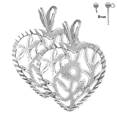 Sterling Silver 22mm Heart Earrings (White or Yellow Gold Plated)