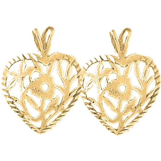 Yellow Gold-plated Silver 22mm Heart Earrings