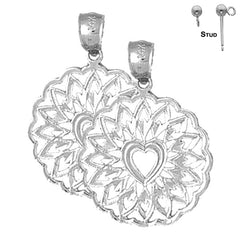 Sterling Silver 26mm Heart Earrings (White or Yellow Gold Plated)