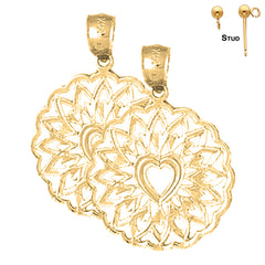 Sterling Silver 26mm Heart Earrings (White or Yellow Gold Plated)