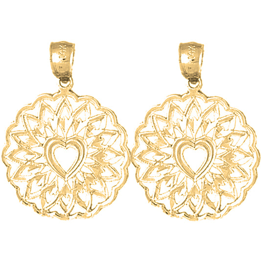 Yellow Gold-plated Silver 26mm Heart Earrings