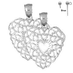 Pendientes de corazón de oro de 14 quilates o 18 quilates de 24 mm
