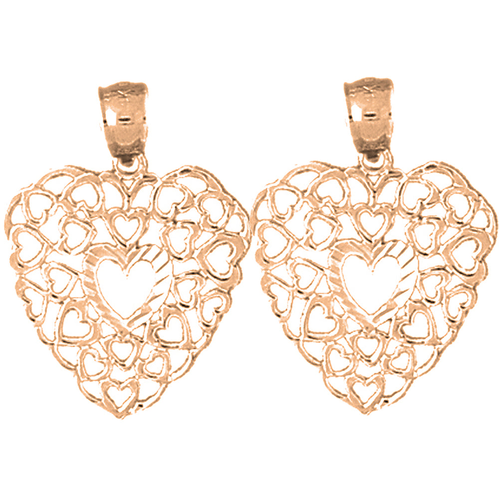 14K or 18K Gold 24mm Heart Earrings