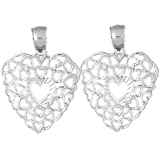 Sterling Silver 24mm Heart Earrings