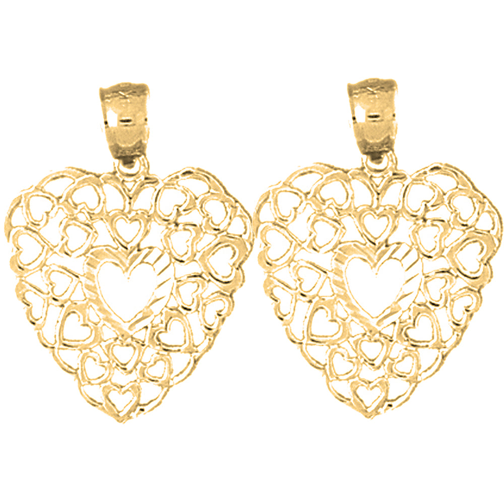 Yellow Gold-plated Silver 24mm Heart Earrings