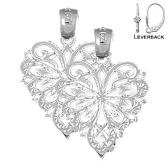 Sterling Silver 24mm Heart Earrings (White or Yellow Gold Plated)