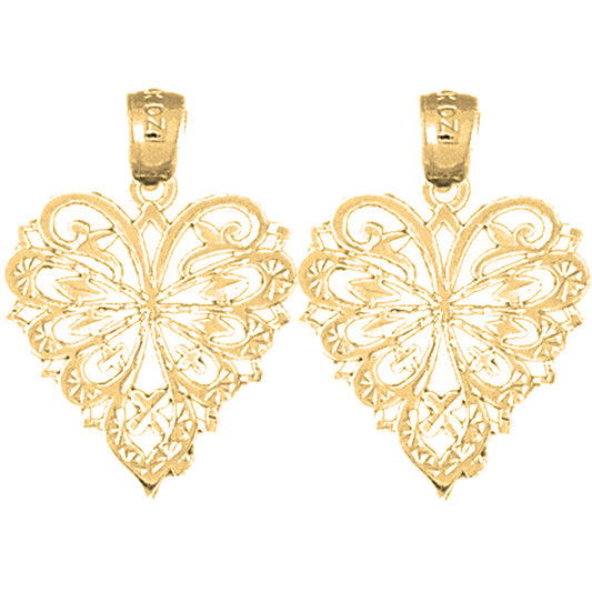 Yellow Gold-plated Silver 24mm Heart Earrings