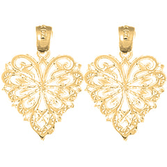 Yellow Gold-plated Silver 24mm Heart Earrings