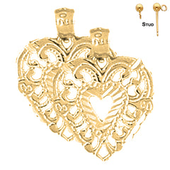 Sterling Silver 20mm Heart Earrings (White or Yellow Gold Plated)