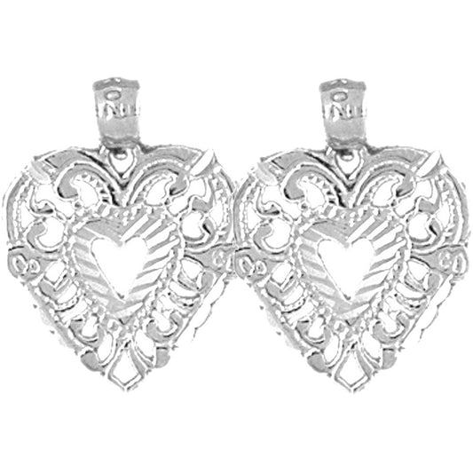 Sterling Silver 20mm Heart Earrings