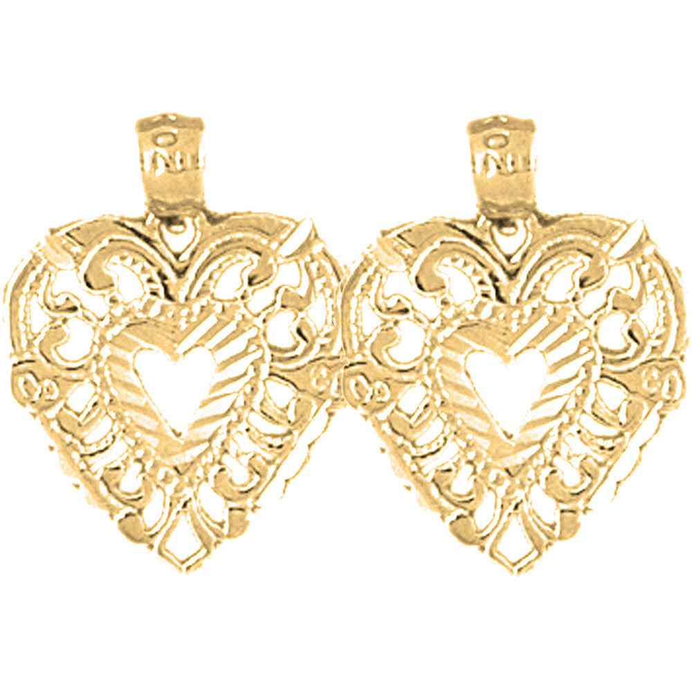 Yellow Gold-plated Silver 20mm Heart Earrings